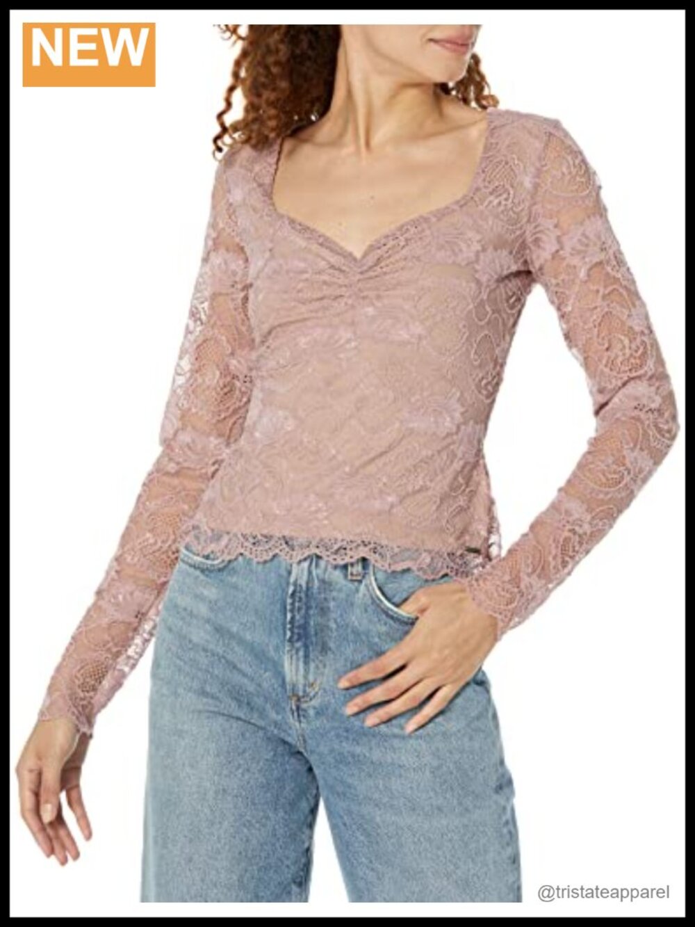 Women's Velvet Lace Long Sleeve Blouse Ruched Bust Sweetheart Neck